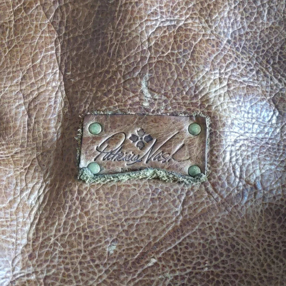 Patricia Nash Tan Italian Leather Benvenuto Studded Tote Bag *FLAWED*